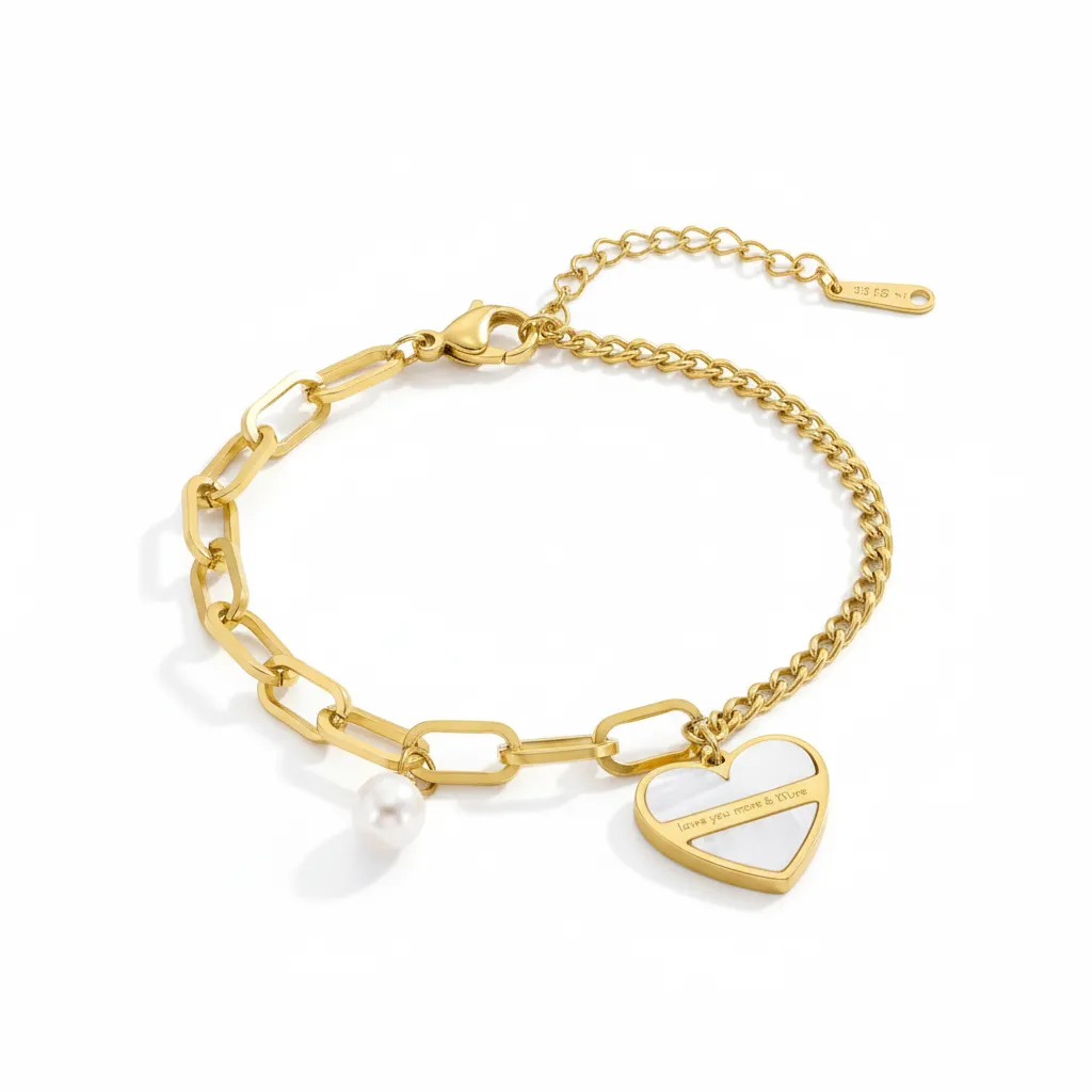 enamal heart bracelets chain